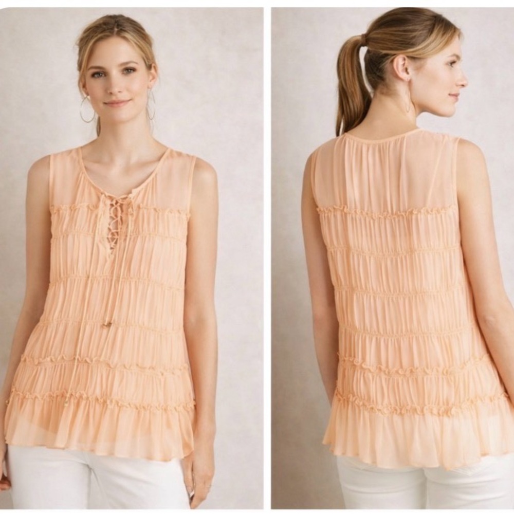 - Anthropologie floreat cali lace up ruffle blouse